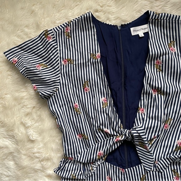 Privacy Please Navy and White Patterned Jumpsuit - Picture 5 of 12